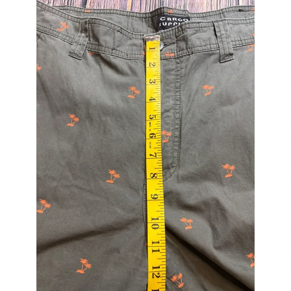 Cargo Supplies Mens Cotton Shorts Size 38 Olive Green Palm Tree Print Tropical